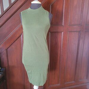 Banana Republic Sleeveless Olive Green Mock Neck Dress Small